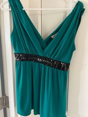 Candie's Teal One-Shoulder Sequin-Waist Dress